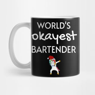 World's Okayest Bartender Funny Tees, Unicorn Dabbing Funny Christmas Gifts Ideas for a Bartender Mug